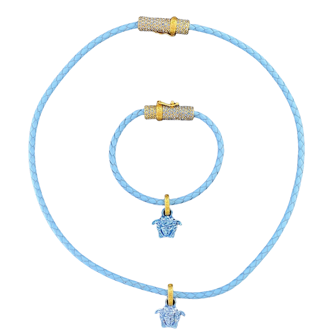 VSN024 versace medusa braided leather choker necklace - ccjewelryacc