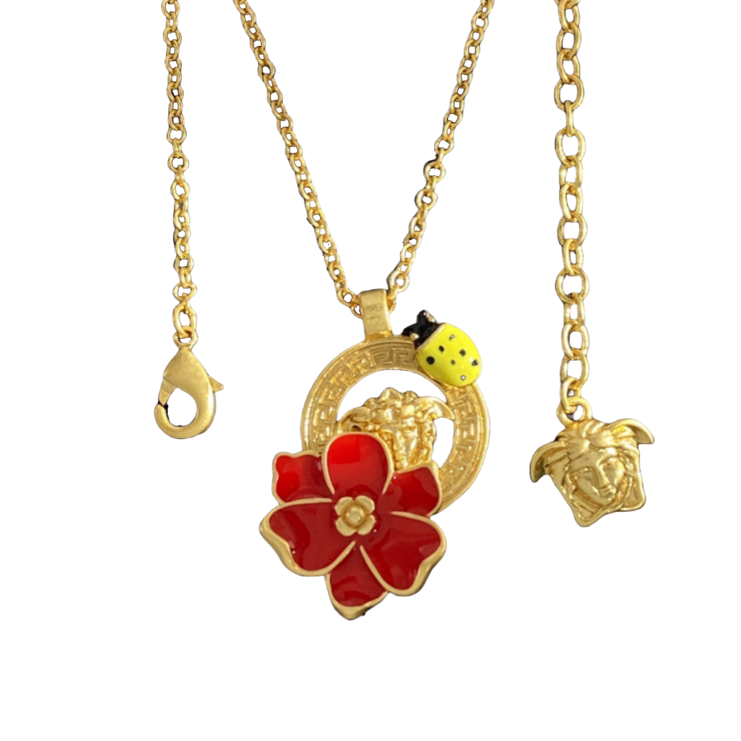 VSN078 Versace flower ladybird pendant necklace - ccjewelryacc