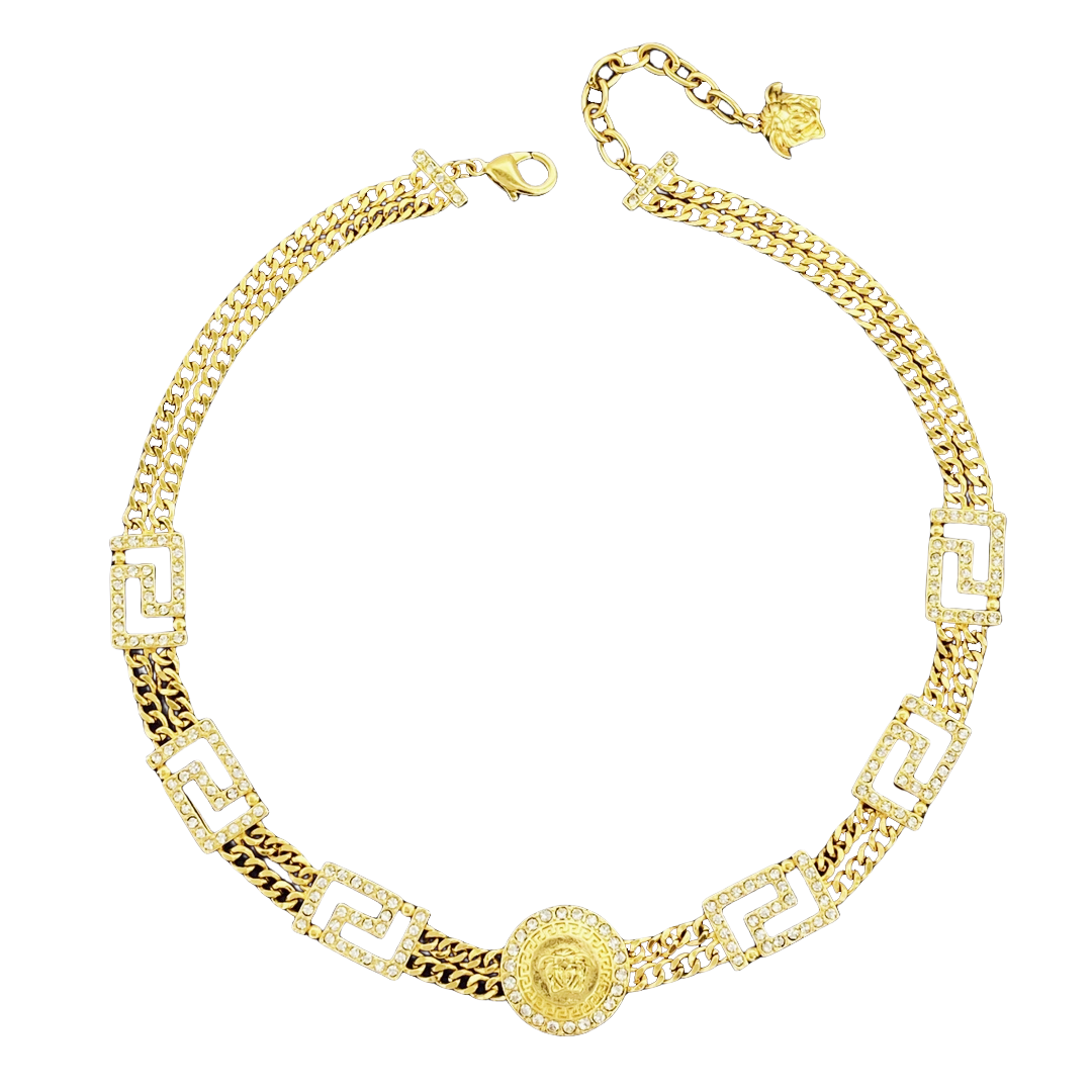 VSN071 Versace crystal greca choker necklace - ccjewelryacc