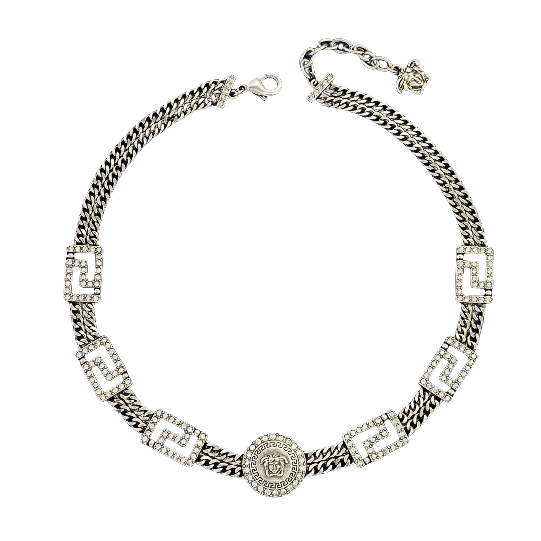 VSN071 Versace crystal greca choker necklace - ccjewelryacc