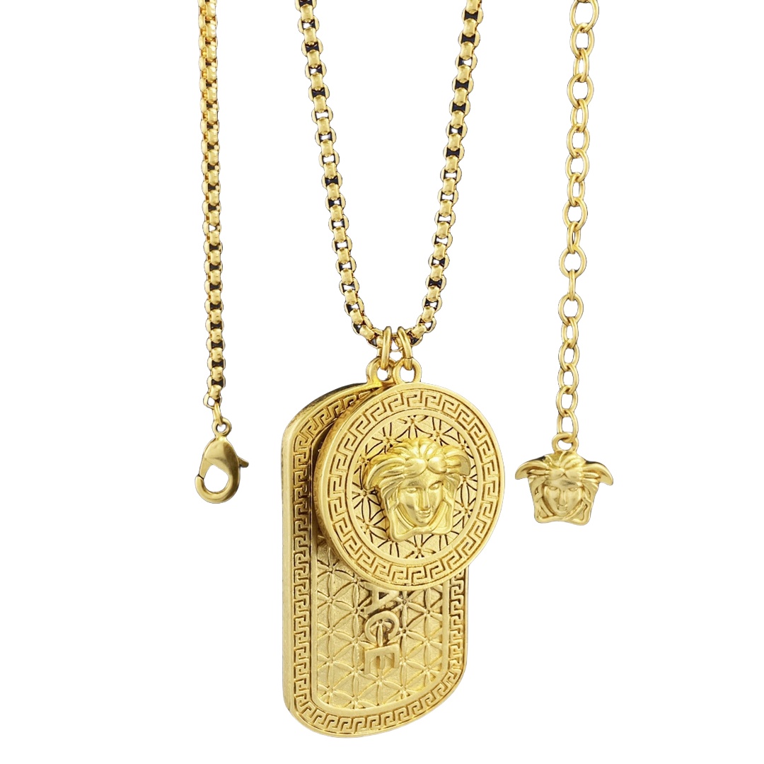 VSN064 versace men's gold necklace with pendant - ccjewelryacc