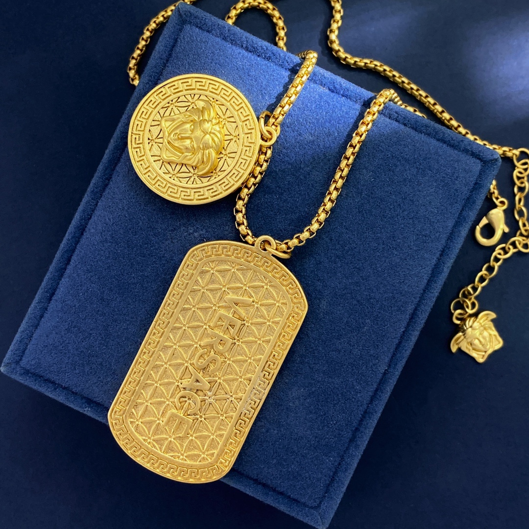 VSN064 versace men's gold necklace with pendant - ccjewelryacc