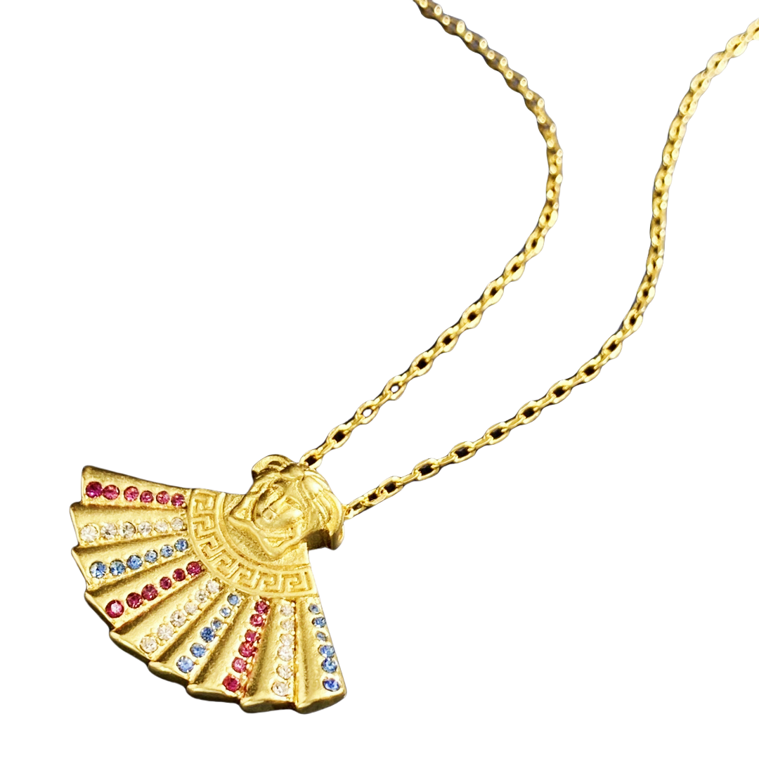 VSN077 Versace fanshaped medusa pendant necklace - ccjewelryacc