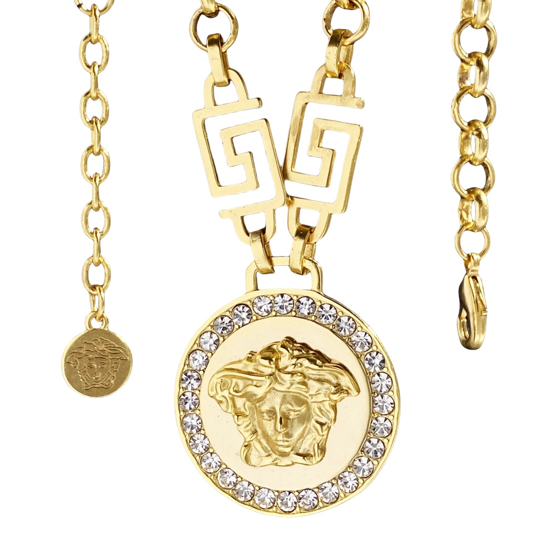 VSN076 Versace grecamania medusa pendant necklace - ccjewelryacc
