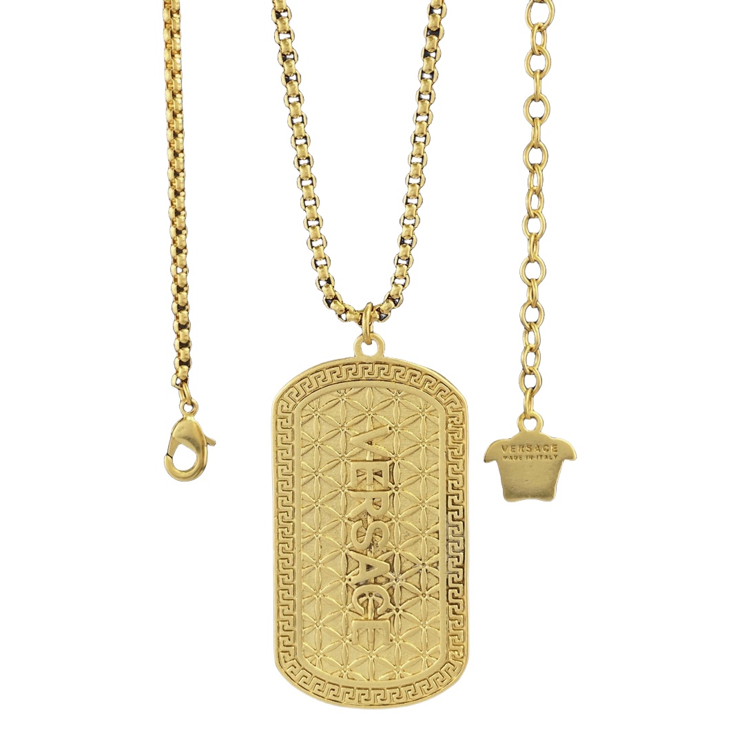 VSN064 versace men's gold necklace with pendant - ccjewelryacc