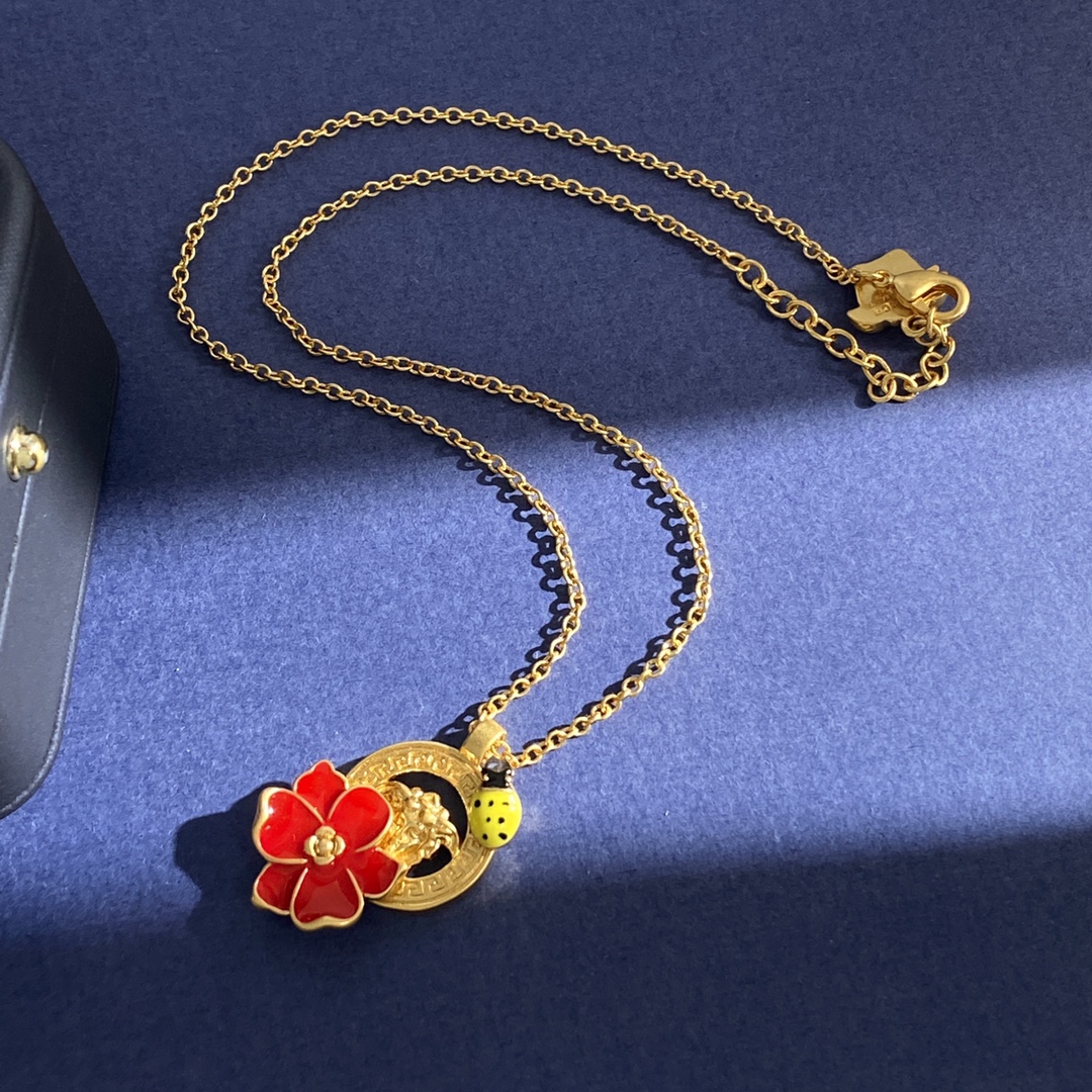 VSN078 Versace flower ladybird pendant necklace - ccjewelryacc