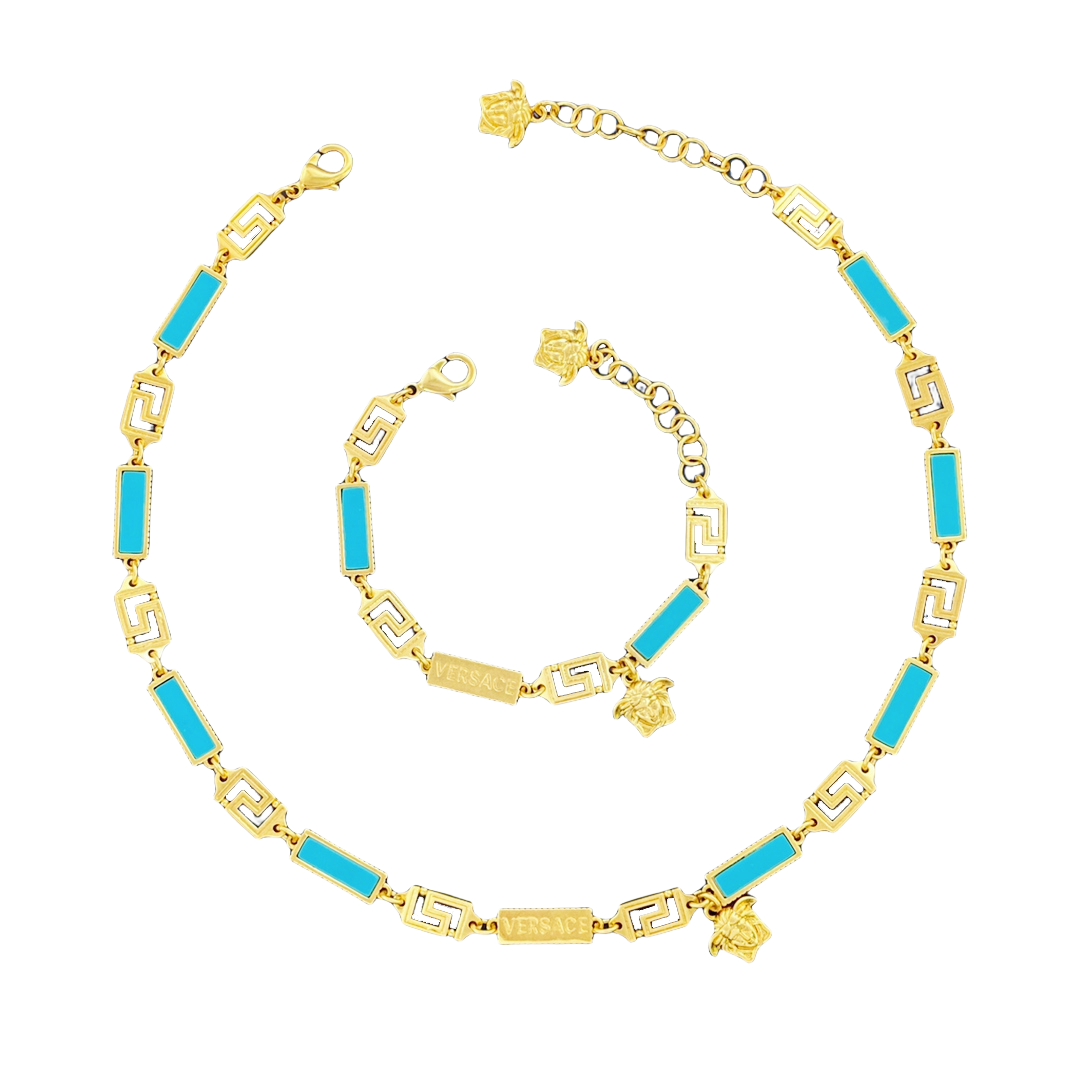 VSN070 Versace Enamel greca choker necklace - ccjewelryacc