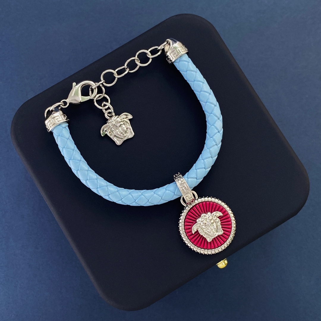 VSN069 versace medusa braided leather choker necklace - ccjewelryacc