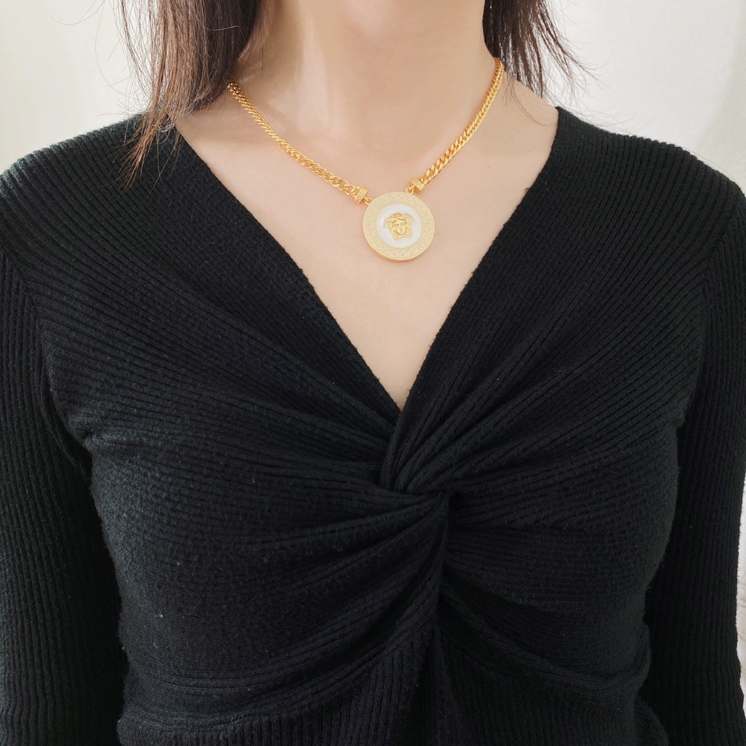 VSN059 versace enamel medusa necklace - ccjewelryacc