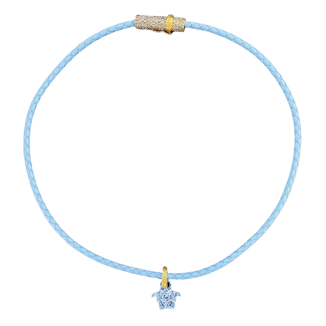 VSN024 versace medusa braided leather choker necklace - ccjewelryacc