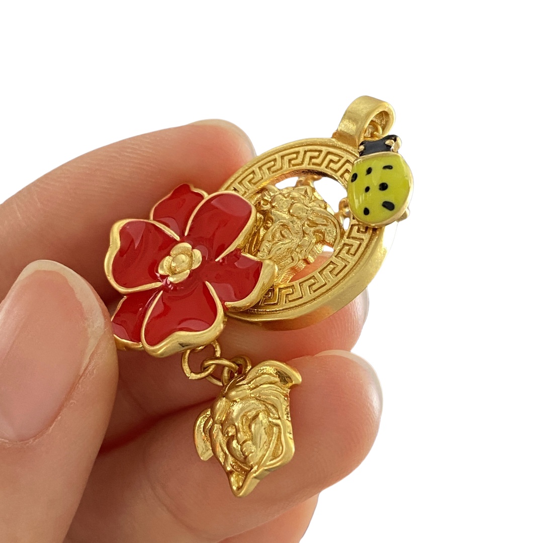 VSN078 Versace flower ladybird pendant necklace - ccjewelryacc