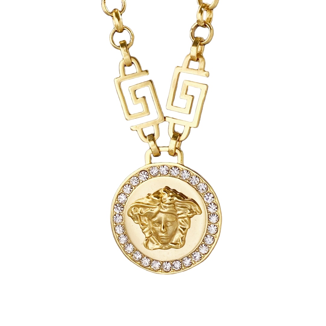VSN076 Versace grecamania medusa pendant necklace - ccjewelryacc