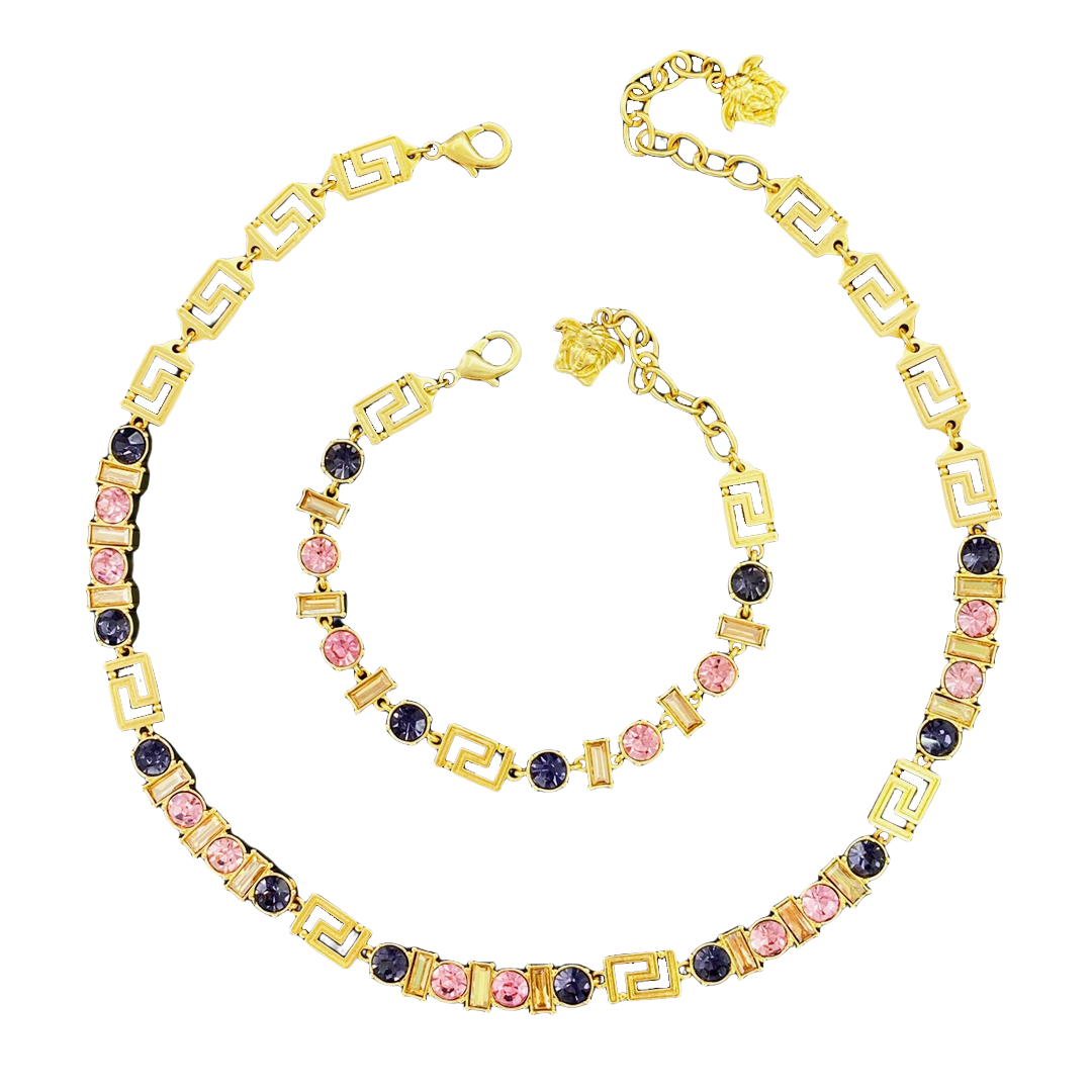 VSN065 Versace crystal greca choker necklace - ccjewelryacc