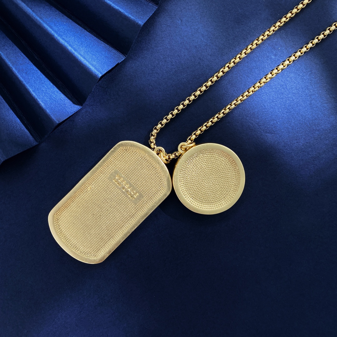 VSN064 versace men's gold necklace with pendant - ccjewelryacc