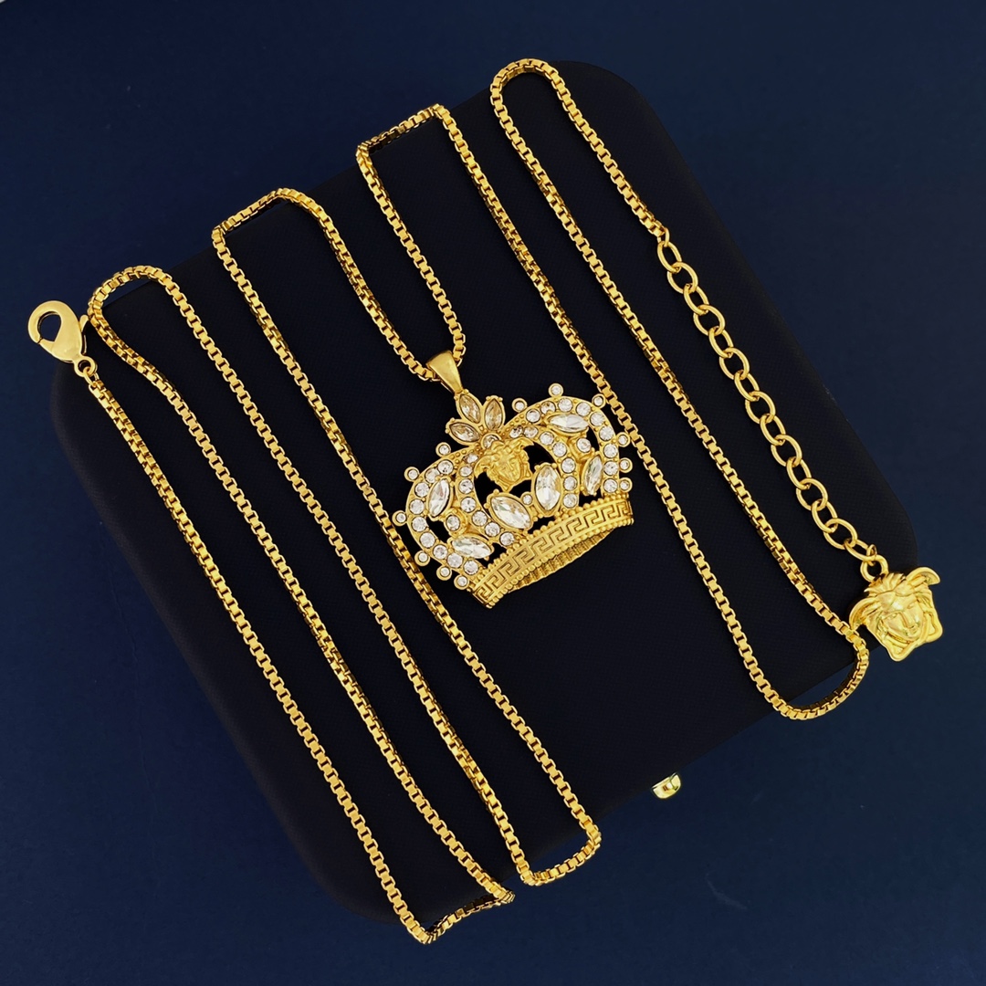 VSN075 Versace crystal crown necklace and bracelet - ccjewelryacc