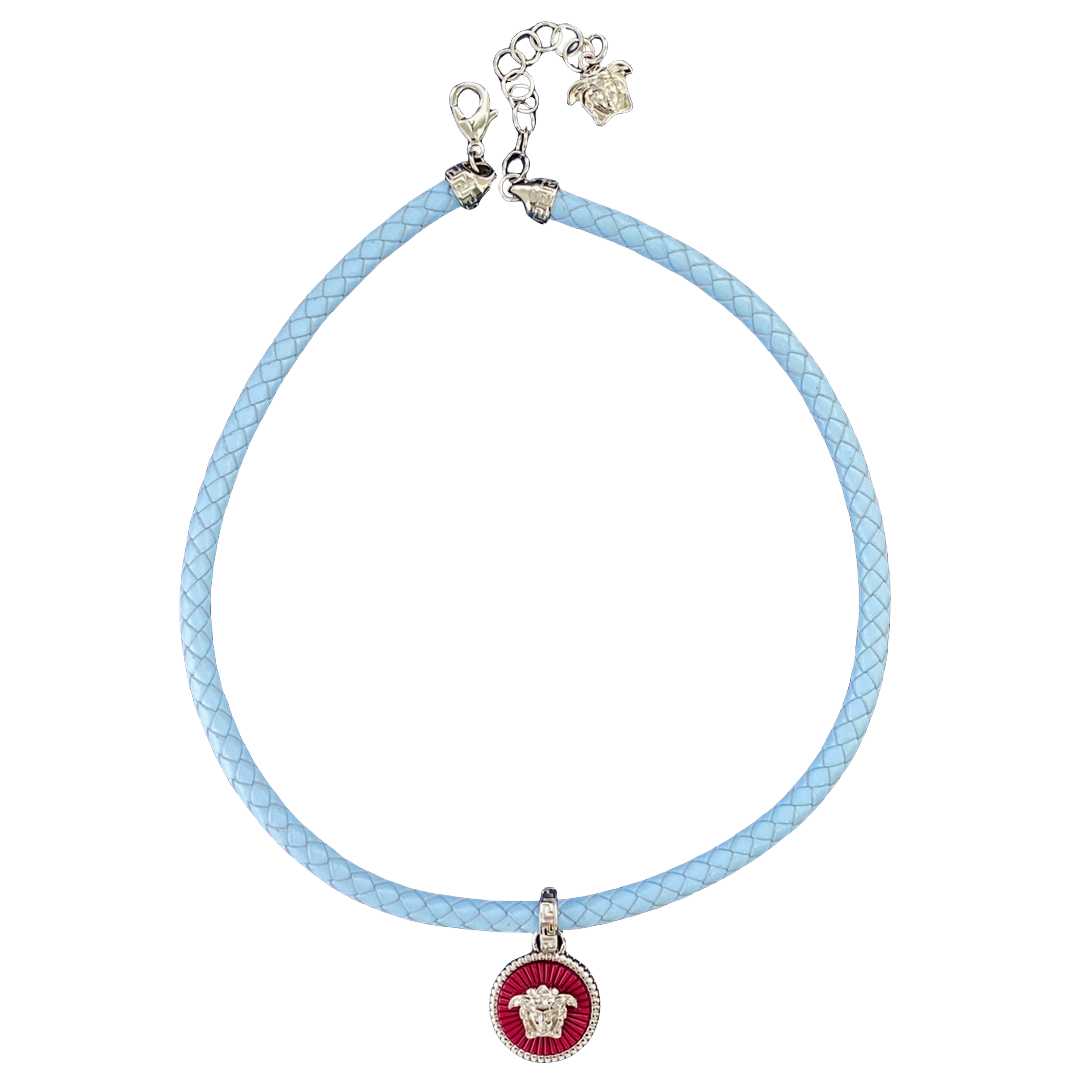 VSN069 versace medusa braided leather choker necklace - ccjewelryacc