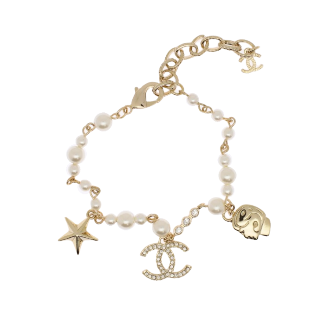 CCS008 Chanel pearl crystal cc logo Bracelet - ccjewelryacc