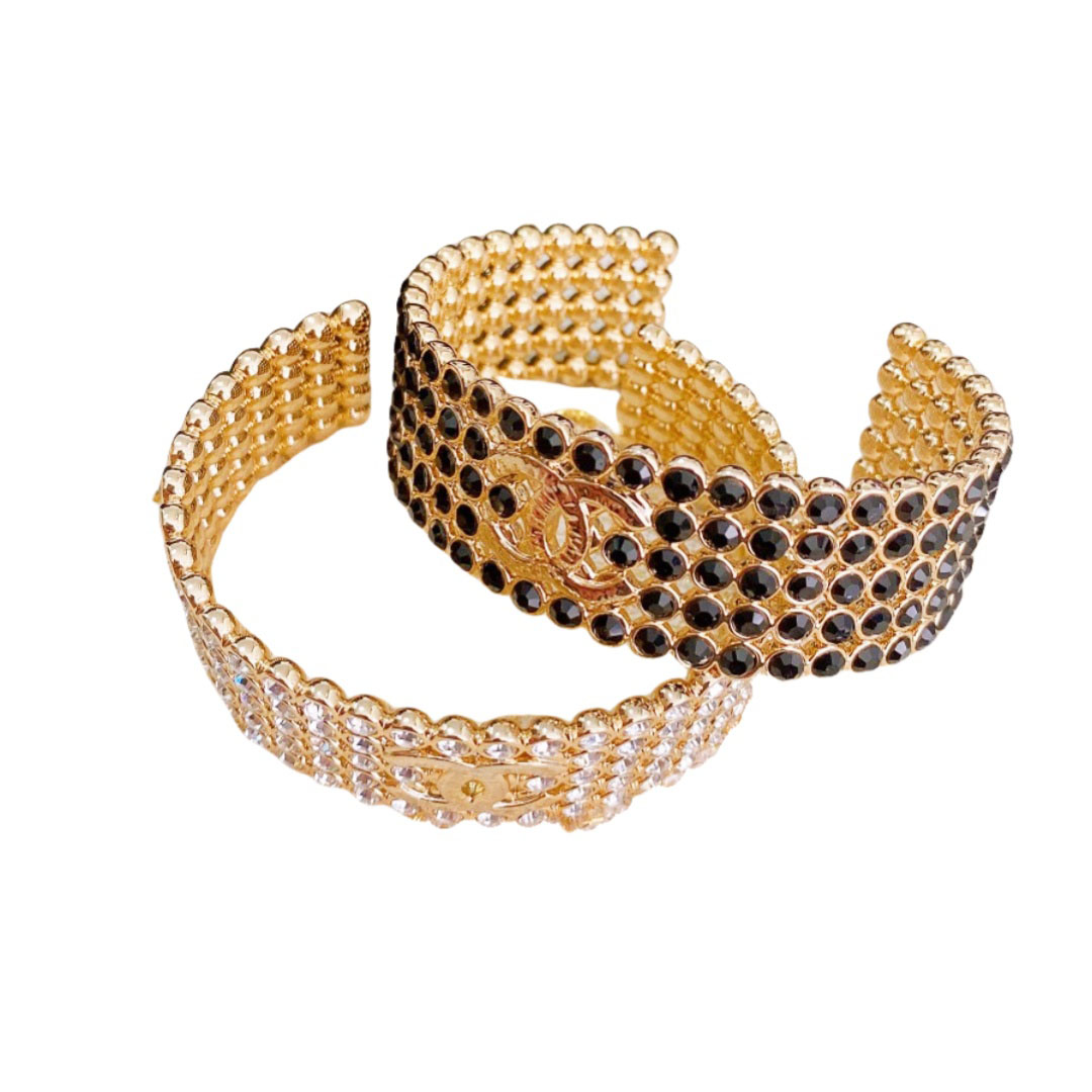 CCS084 Full diamond CC logo Bracelet cuff - ccjewelryacc
