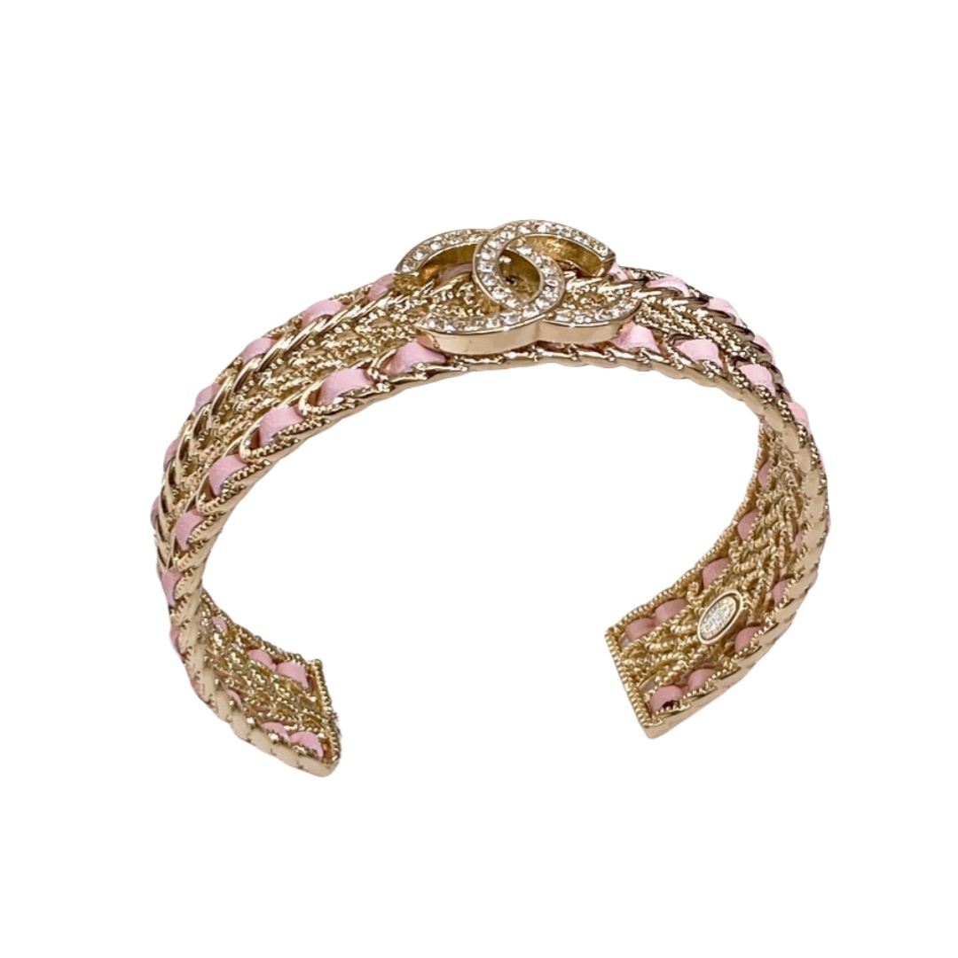 CCS031 Metal leather with CC logo bangle Bracelet - ccjewelryacc