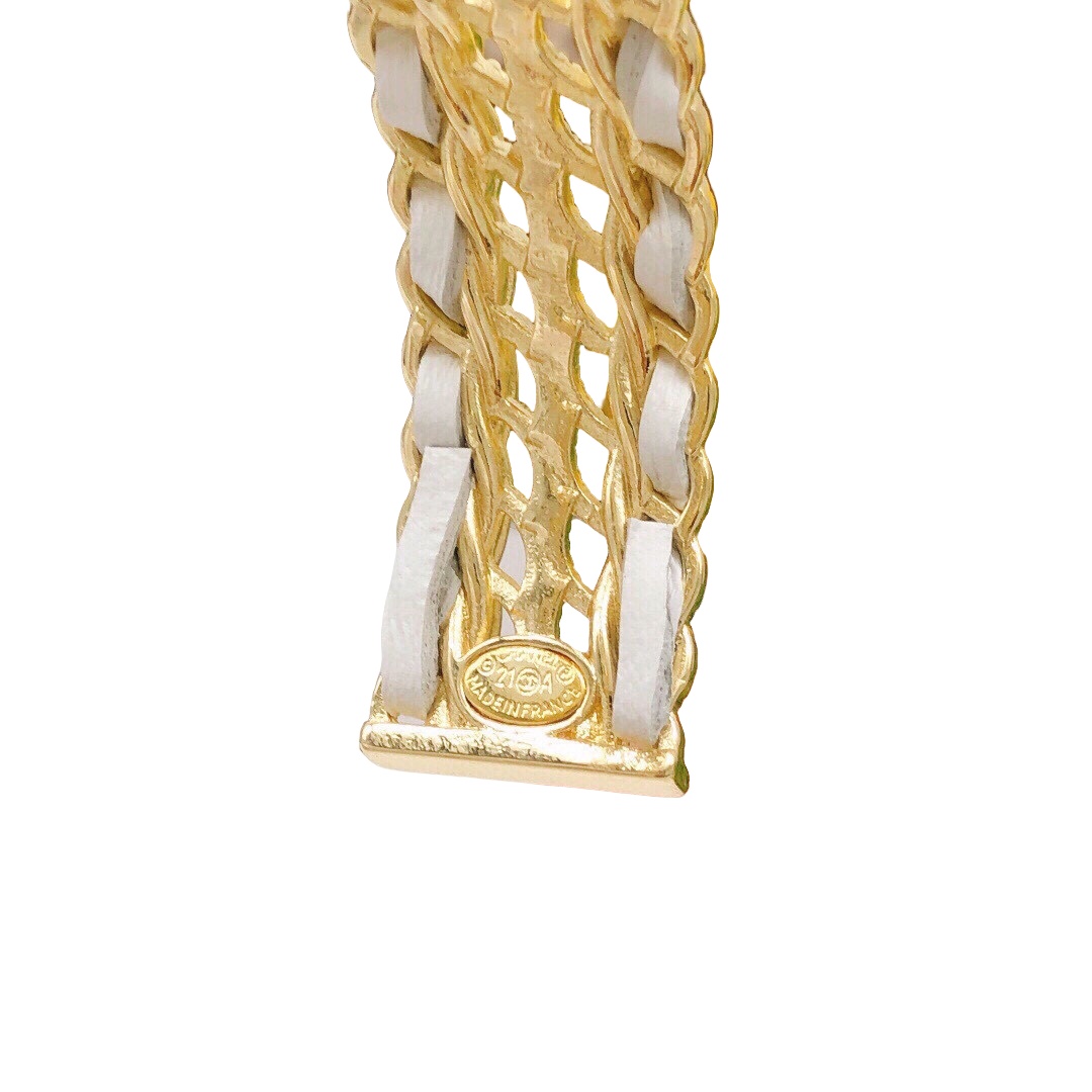 CCS031 Metal leather with CC logo bangle Bracelet - ccjewelryacc