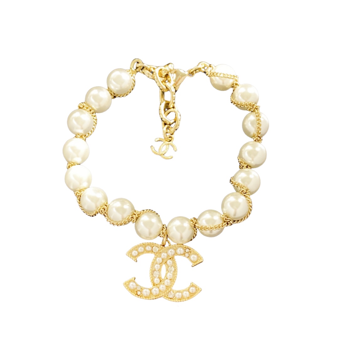 CCS162 Pearl charm CC LOGO bracelet - ccjewelryacc