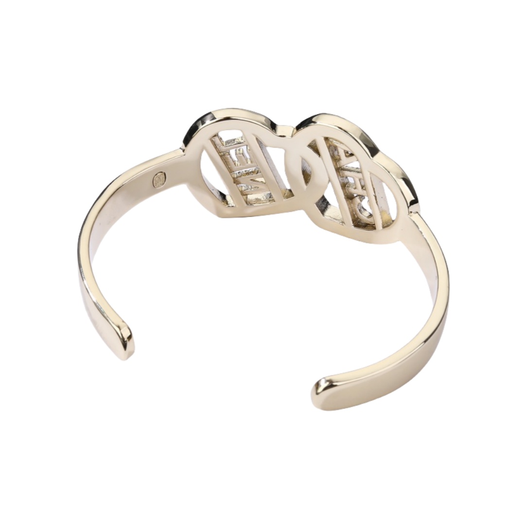 CCS018 Crystal Double heart CC bangle Bracelet - ccjewelryacc