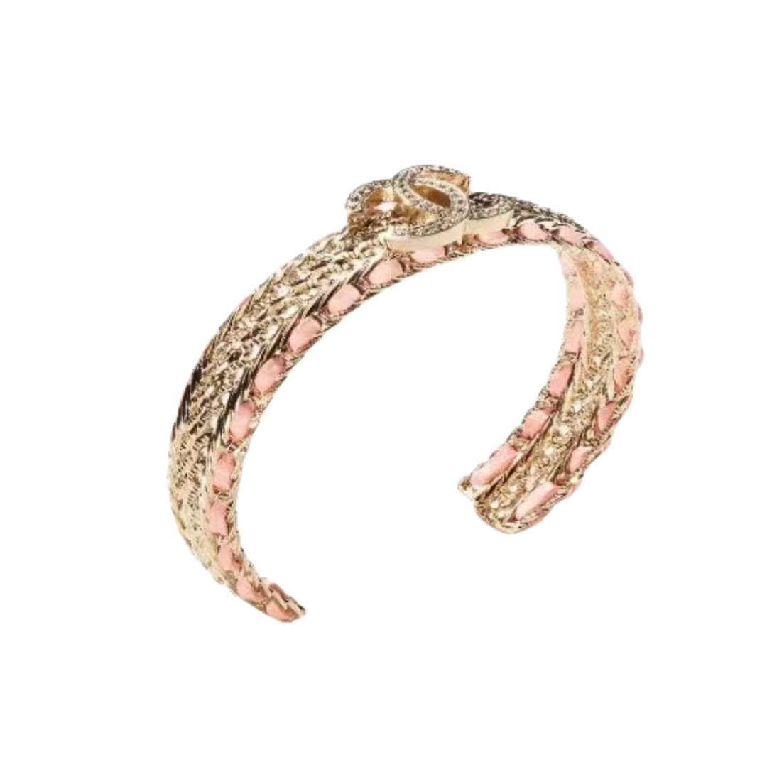 CCS031 Metal leather with CC logo bangle Bracelet - ccjewelryacc