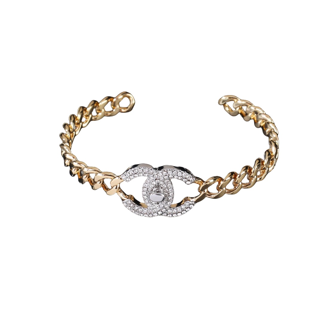 CCS151 Metal crystal cc logo bangle bracelet - ccjewelryacc