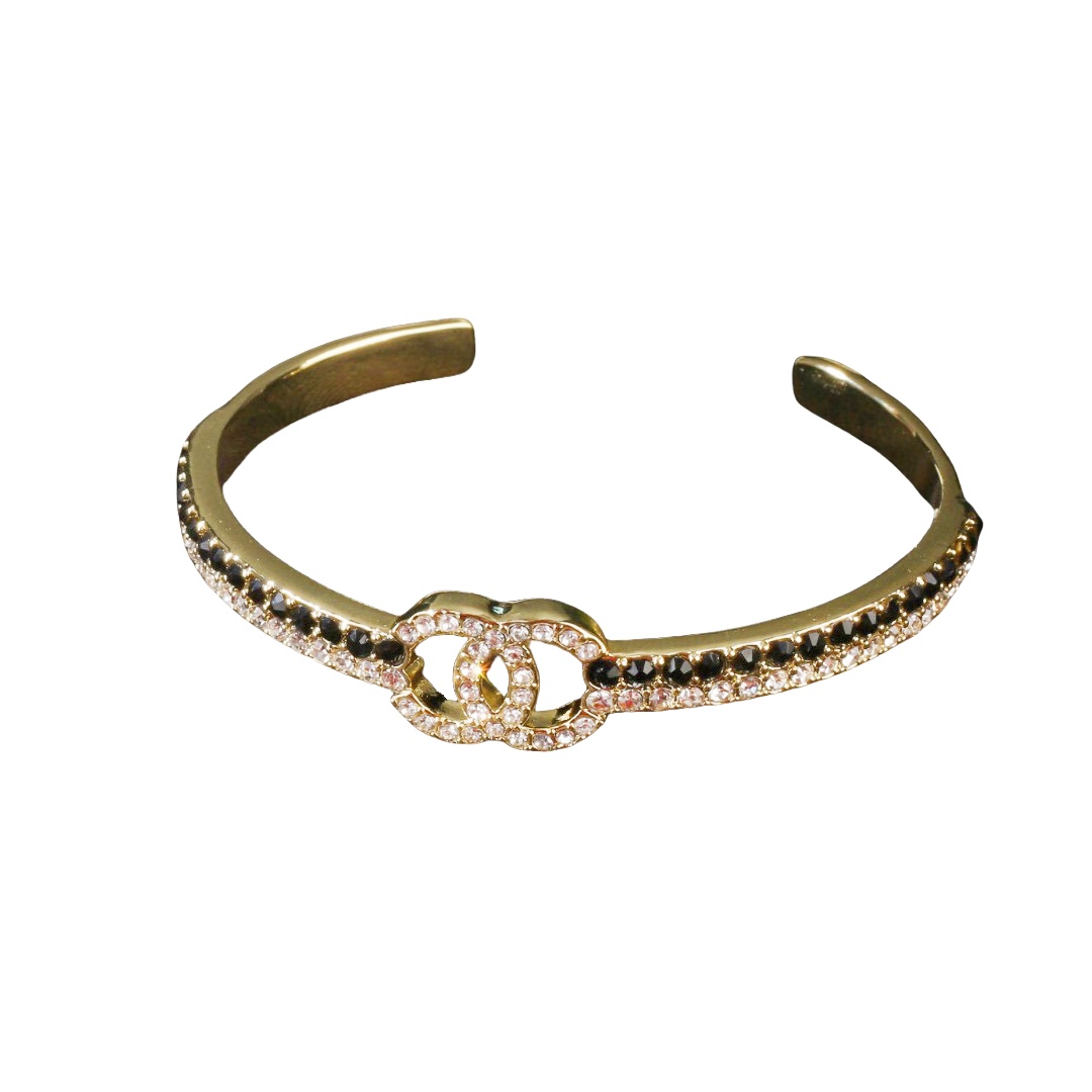 CCS153 Black and white Rhinestone cc bangle bracelet - ccjewelryacc