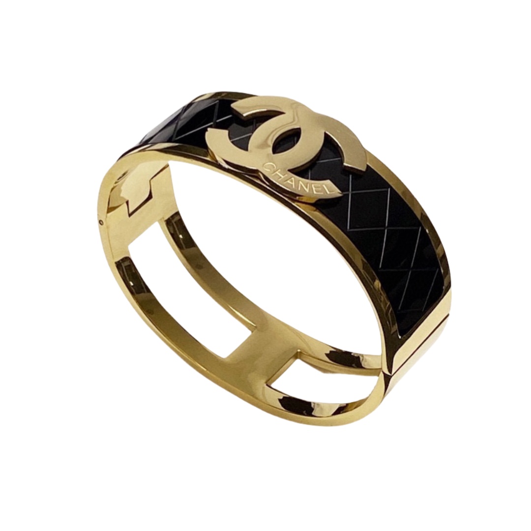 CCS139 Metal Black and gold bangle bracelet - ccjewelryacc