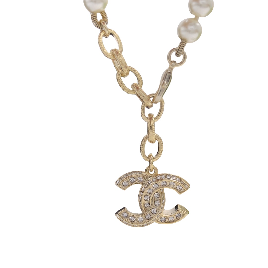 CCS161 Pearl charm CC LOGO bracelet - ccjewelryacc