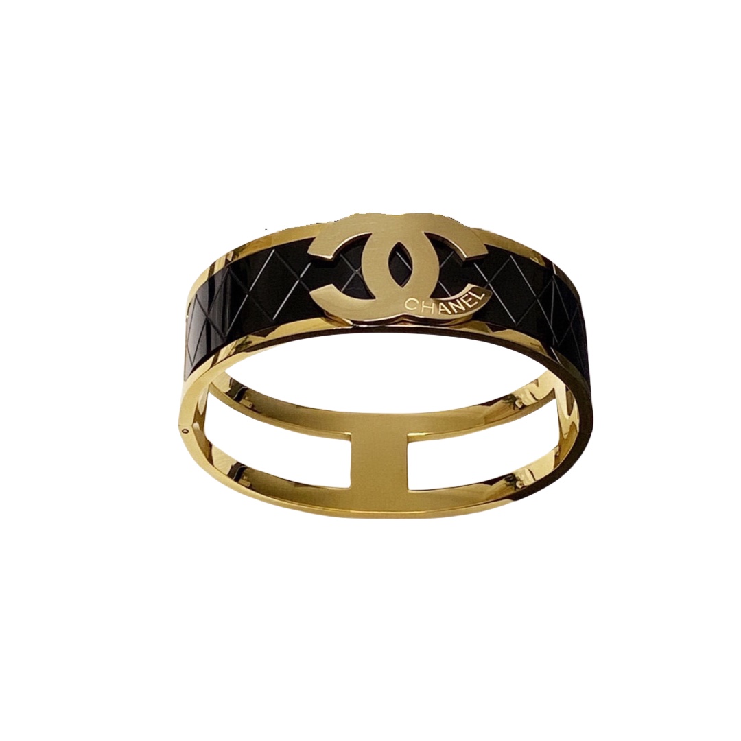 CCS139 Metal Black and gold bangle bracelet - ccjewelryacc