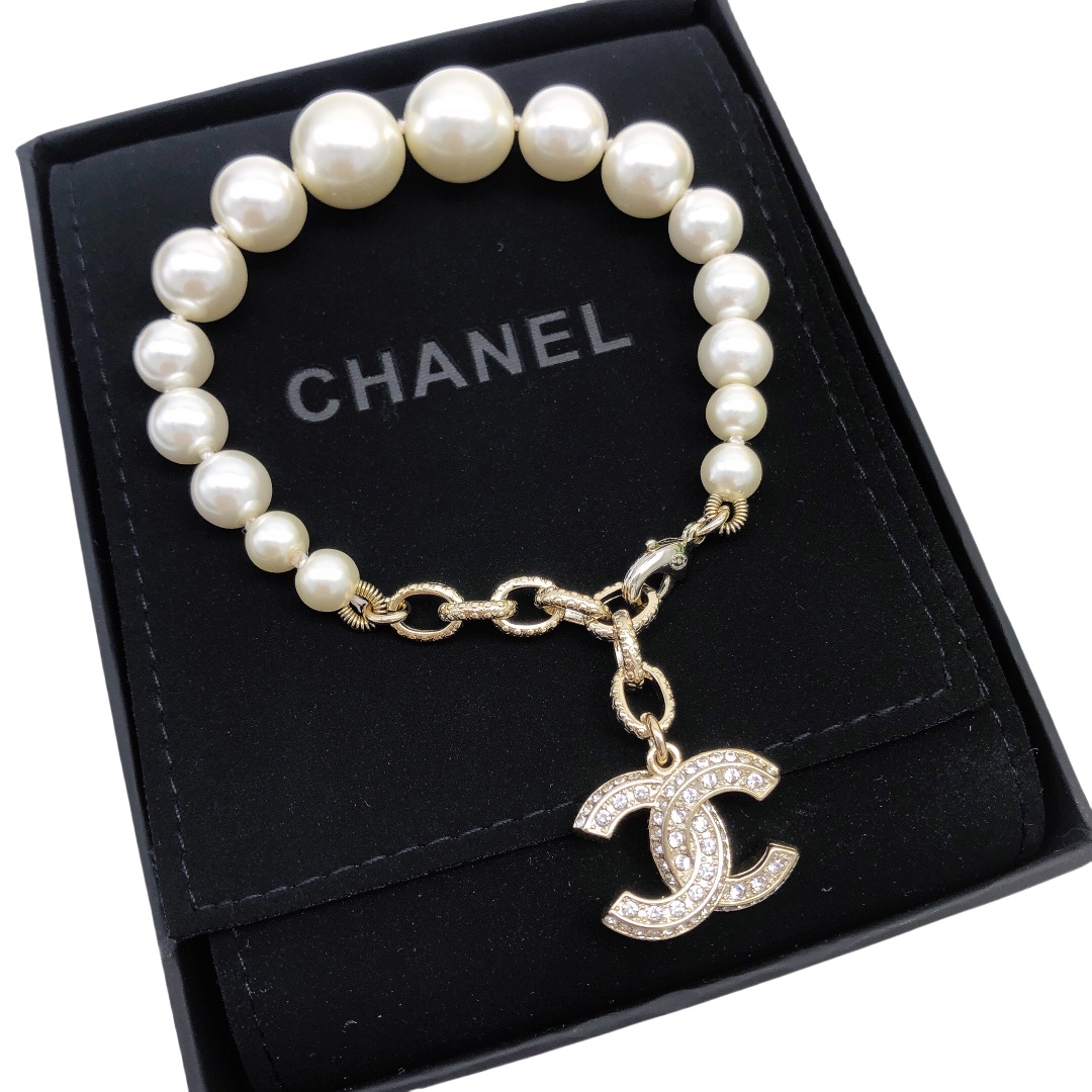 CCS161 Pearl charm CC LOGO bracelet - ccjewelryacc