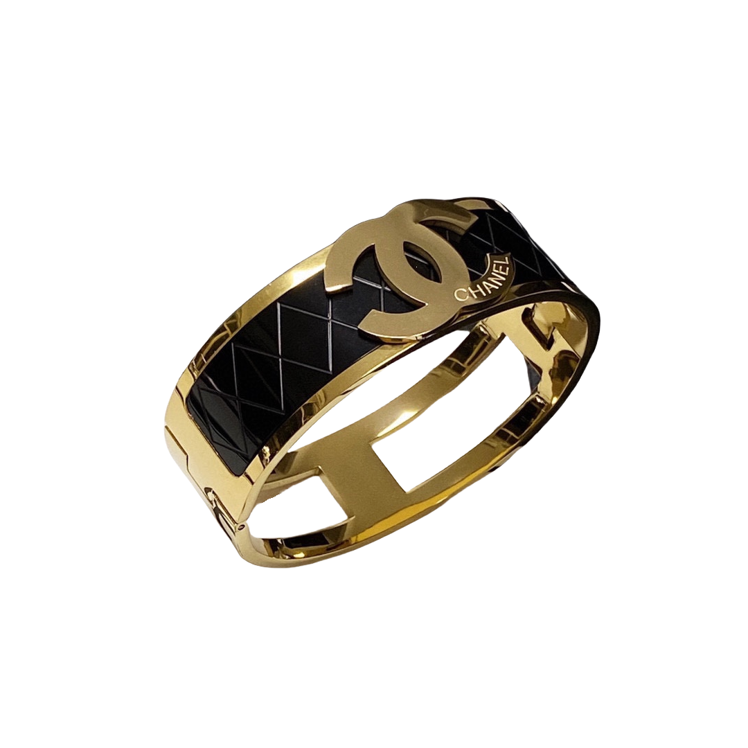 CCS139 Metal Black and gold bangle bracelet - ccjewelryacc