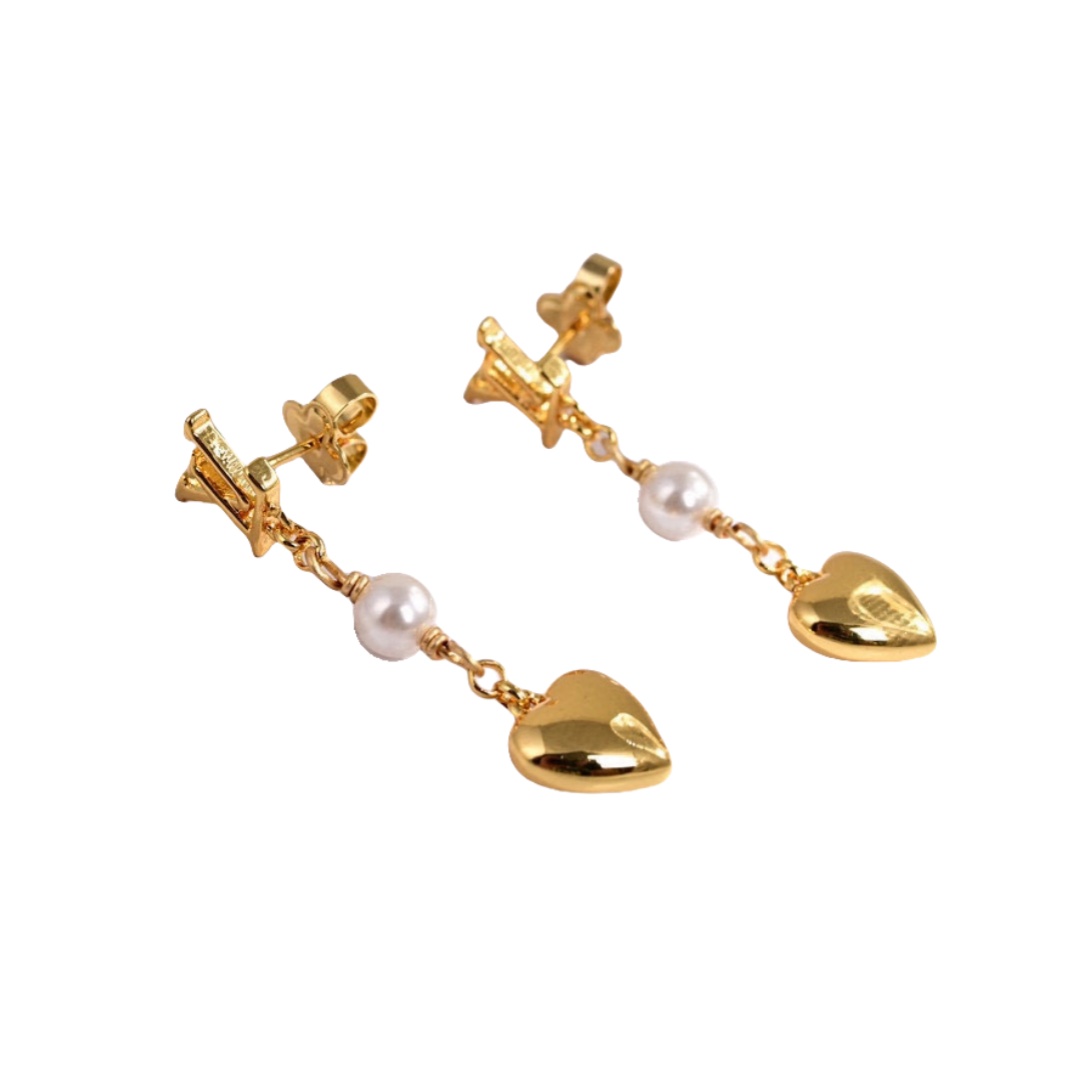 LVE137 LV Heart tassel Earrings - ccjewelryacc