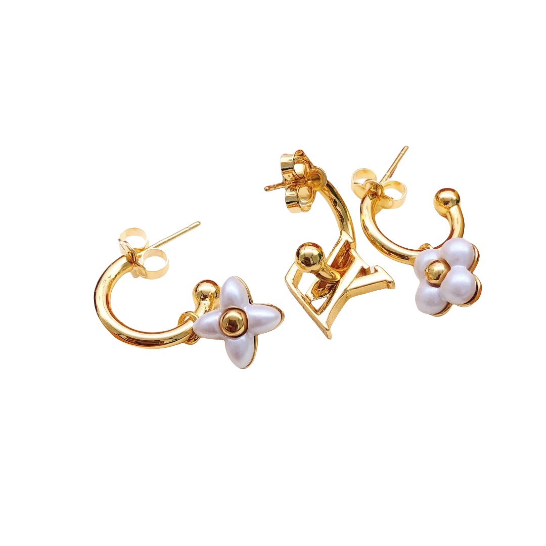 LVE135 LV Floragram Earrings set of 3 - ccjewelryacc
