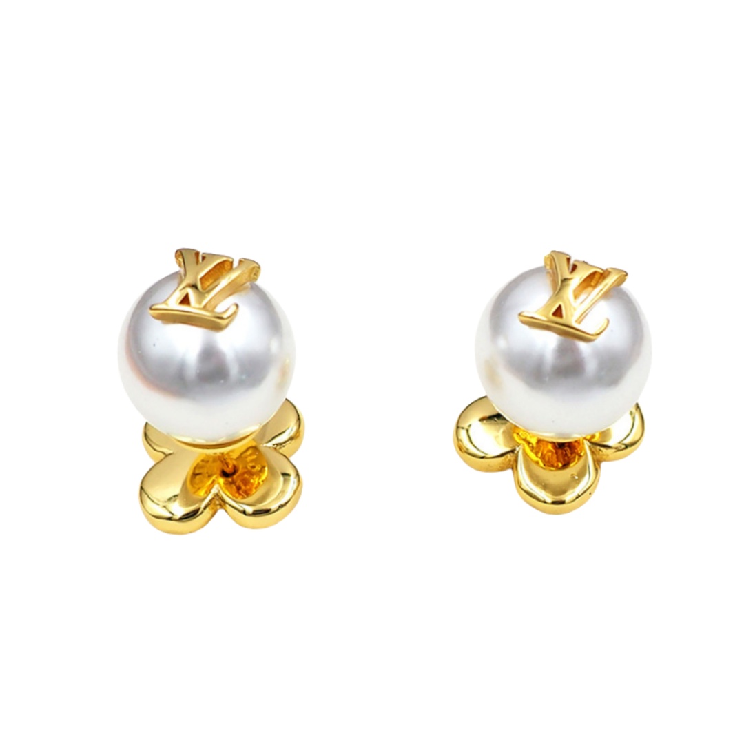LVE136 LV pearl and flower Earrings - ccjewelryacc