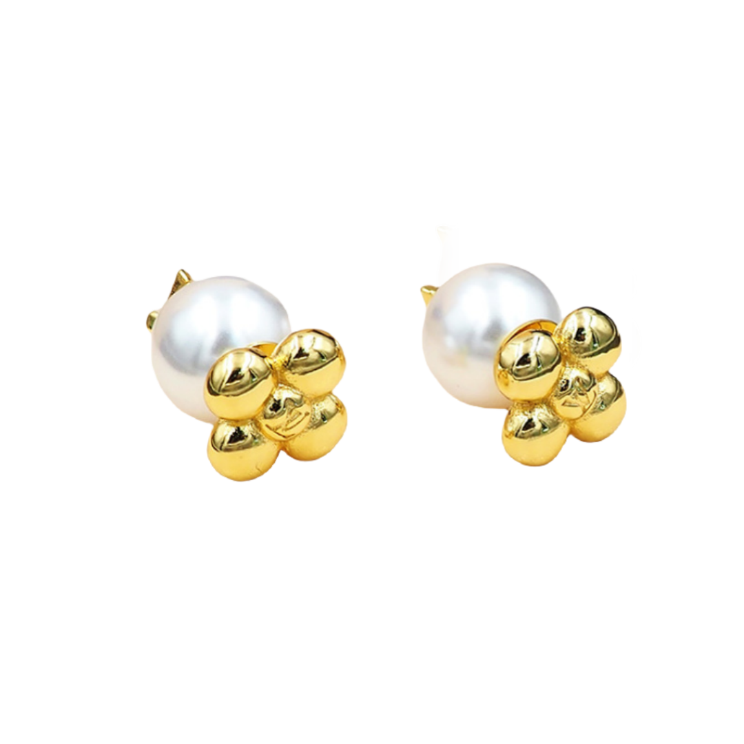 LVE136 LV pearl and flower Earrings - ccjewelryacc