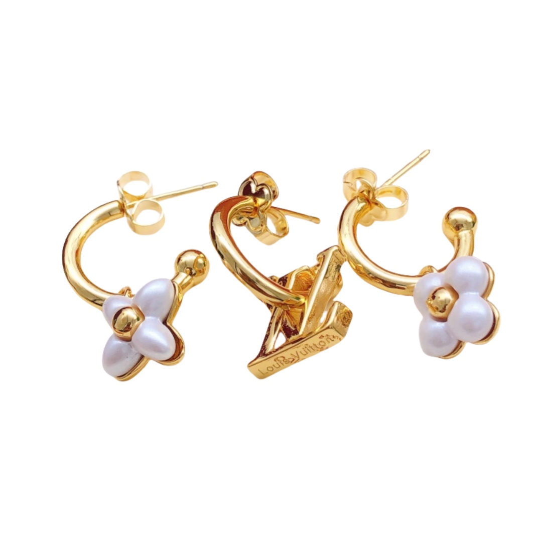 LVE135 LV Floragram Earrings set of 3 - ccjewelryacc