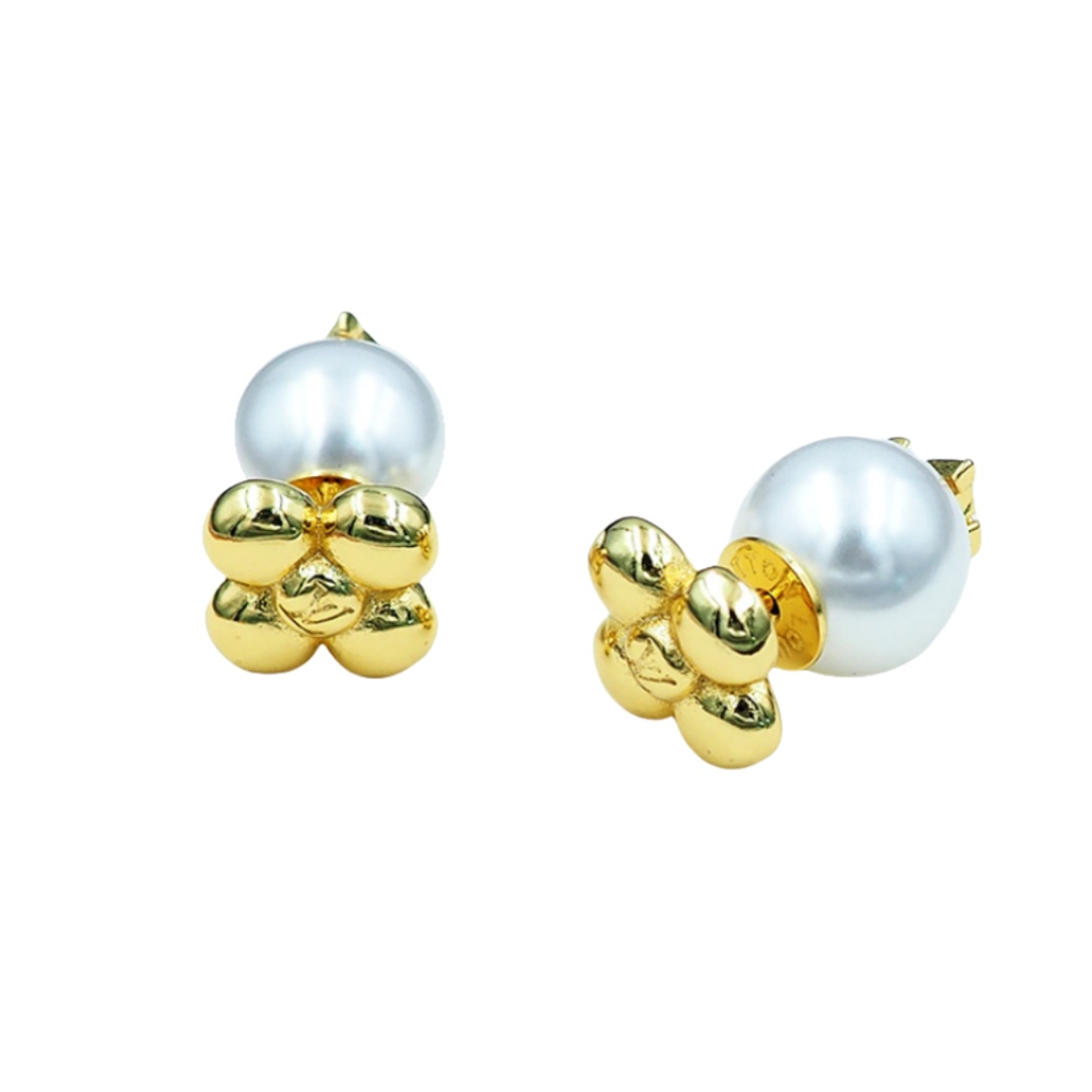 LVE136 LV pearl and flower Earrings - ccjewelryacc