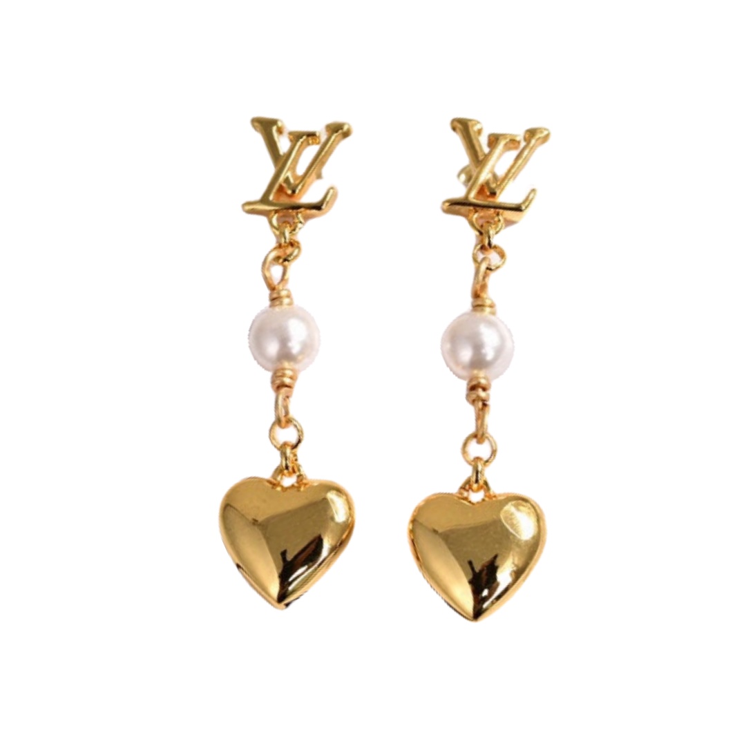 LVE137 LV Heart tassel Earrings - ccjewelryacc