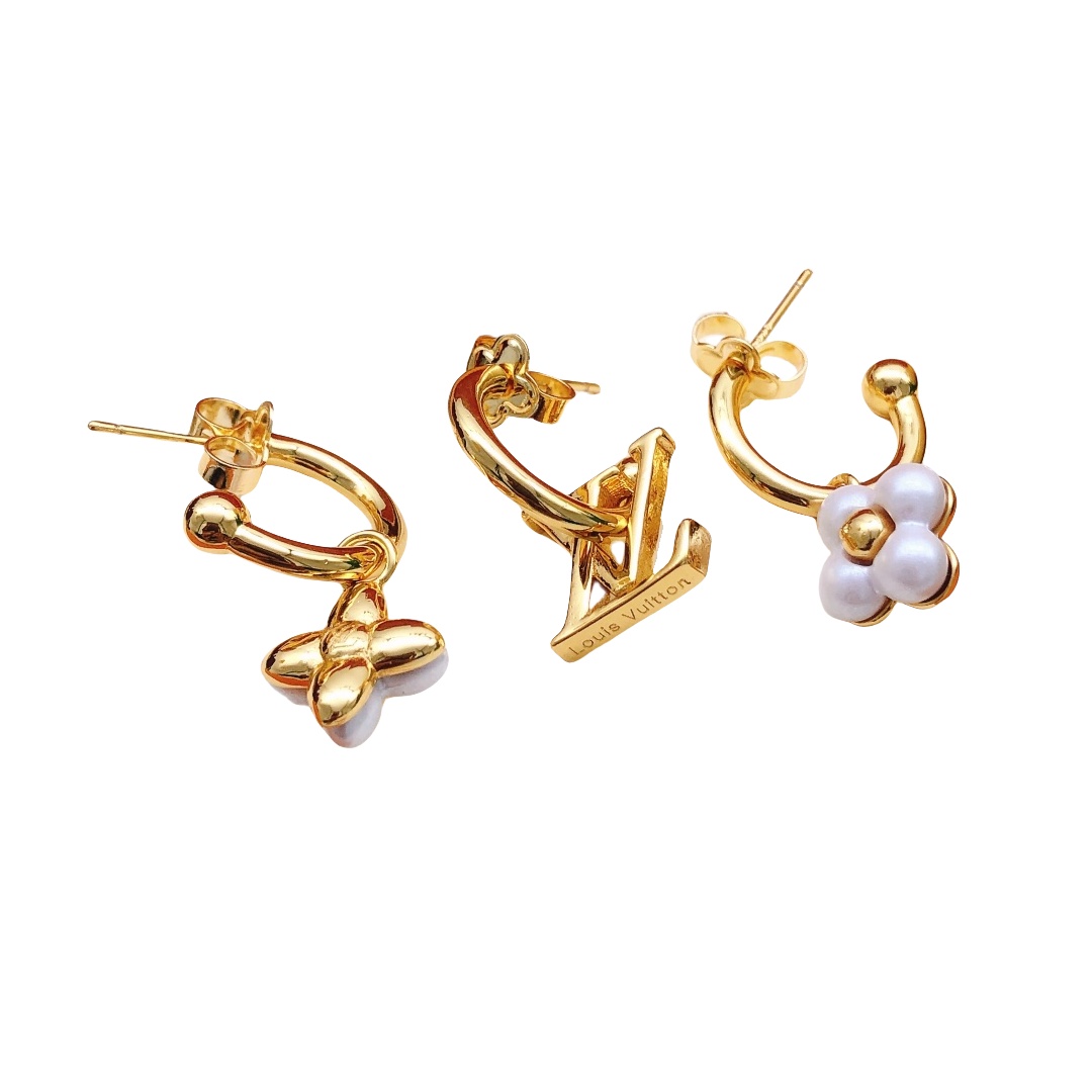 LVE135 LV Floragram Earrings set of 3 - ccjewelryacc