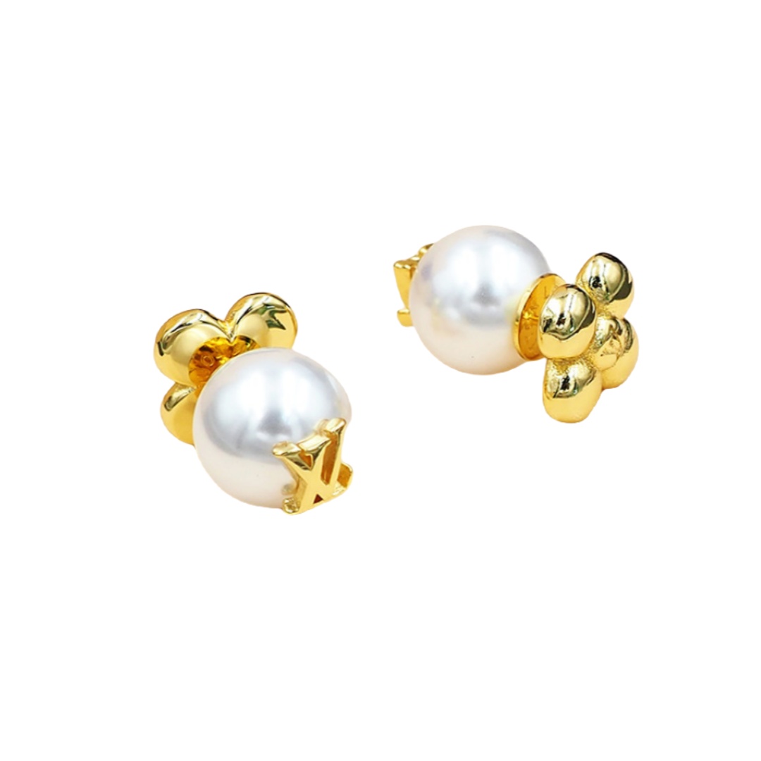 LVE136 LV pearl and flower Earrings - ccjewelryacc