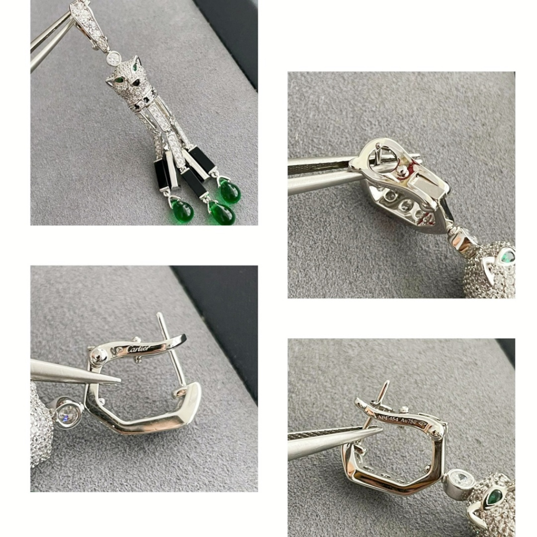 CTEV009 18K WHITE GOLD PANTHÈRE DE CARTIER EARRINGS - ccjewelryacc