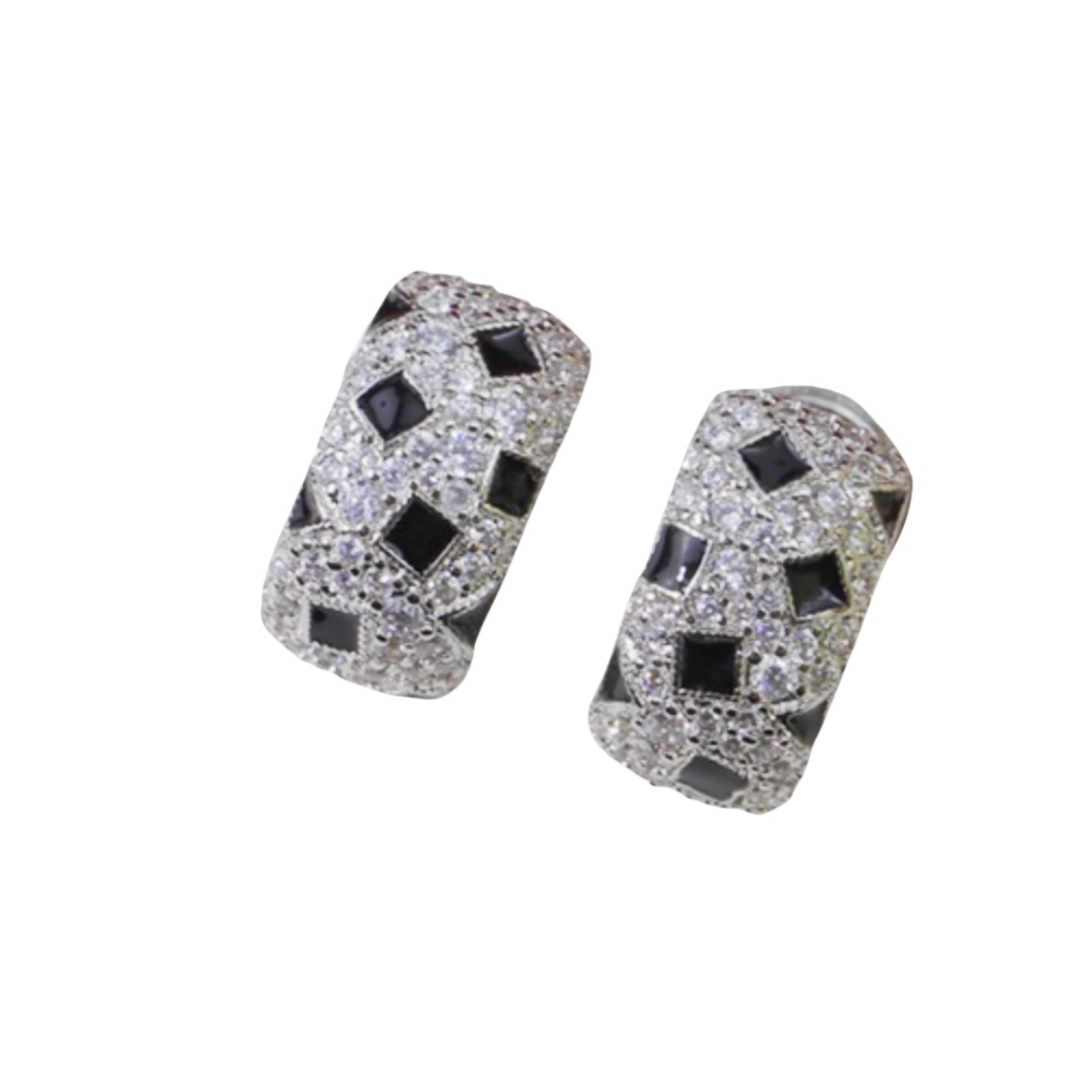 CTE030 Full diamond C-Shape panther earrings - ccjewelryacc
