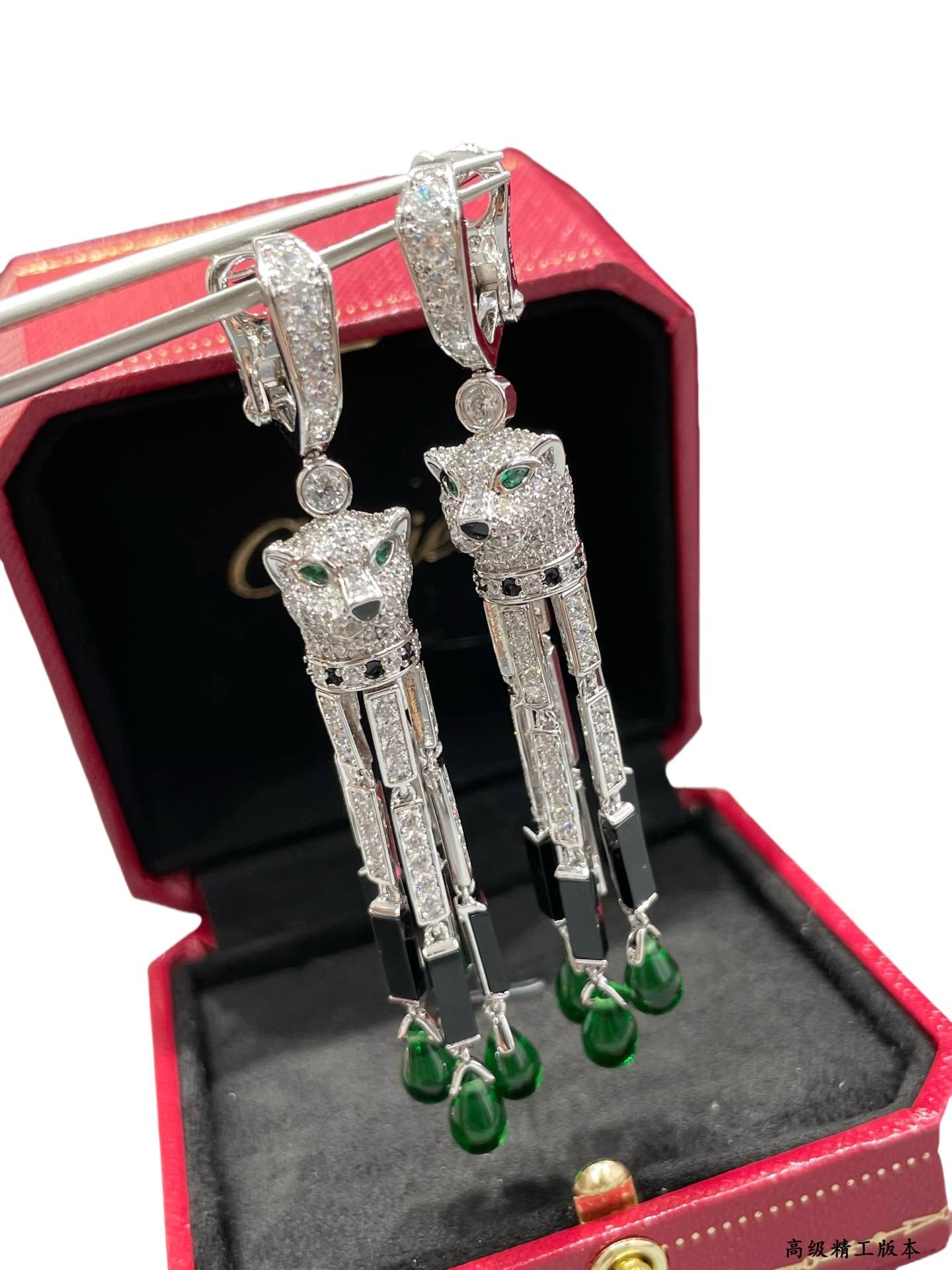 CTEV009 18K WHITE GOLD PANTHÈRE DE CARTIER EARRINGS - ccjewelryacc