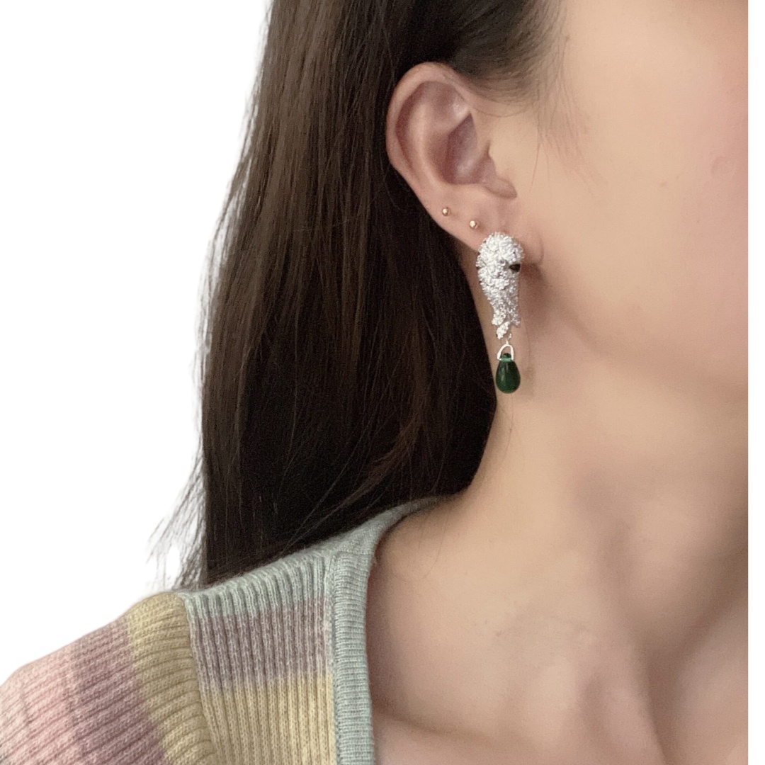 CTEV012 18k White Gold LES OISEAUX LIBÉRÉS EARRINGS Clip - ccjewelryacc