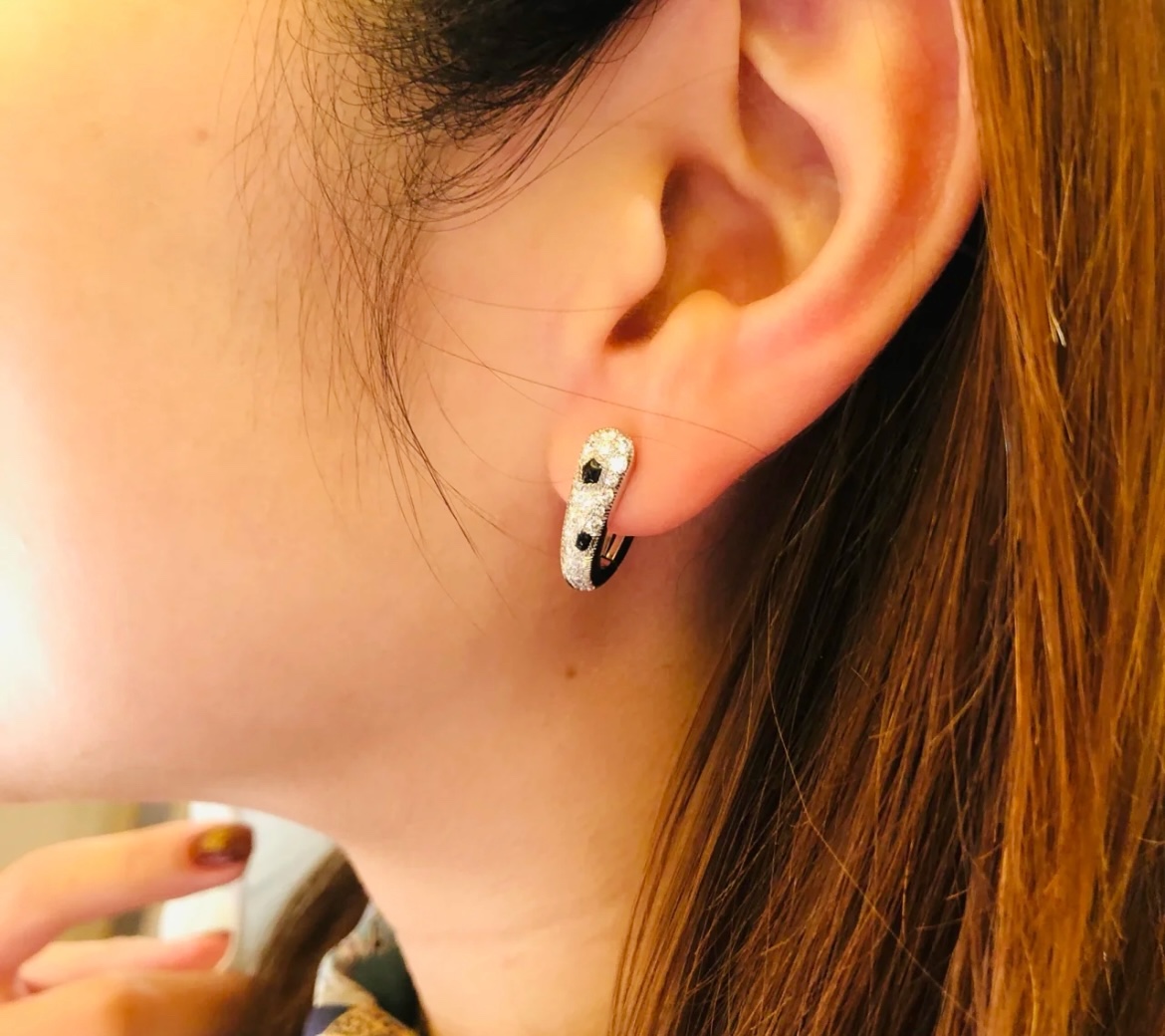 CTEV001 18k White Gold full diamond PANTHÈRE DE CARTIER EARRINGS - ccjewelryacc