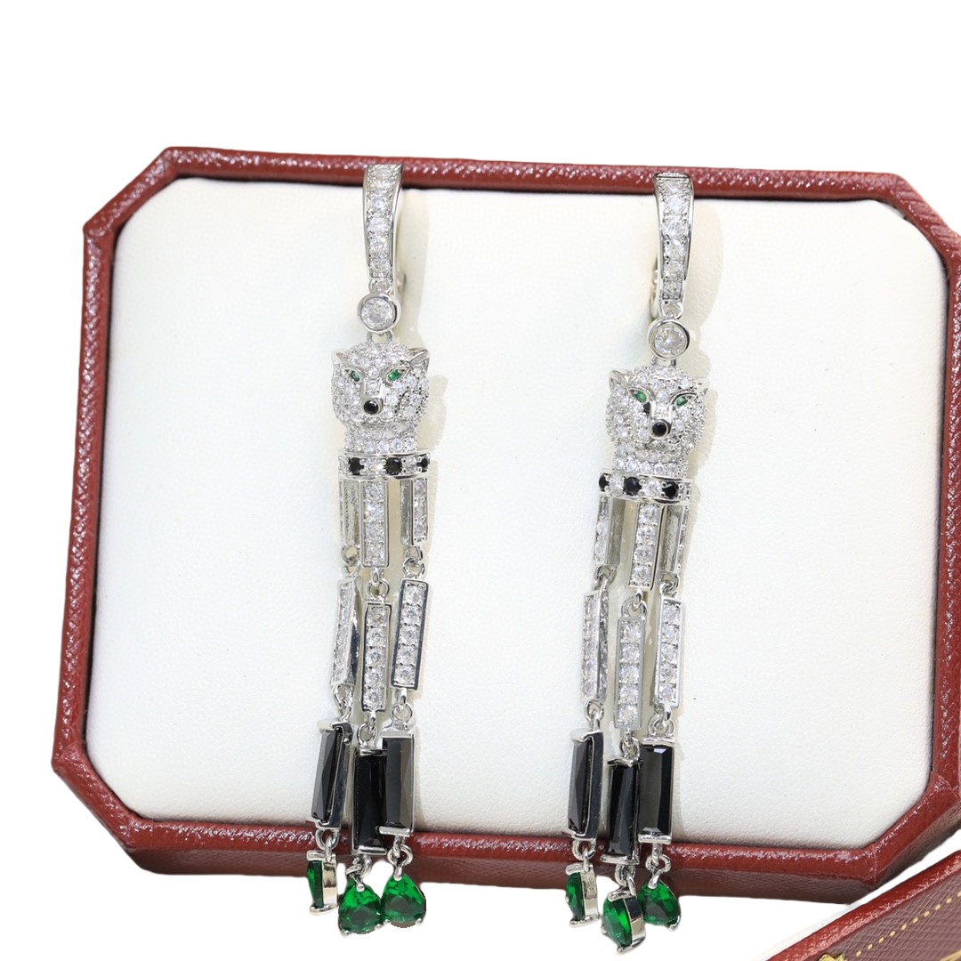 CTEV009 18K WHITE GOLD PANTHÈRE DE CARTIER EARRINGS - ccfashionjewelry