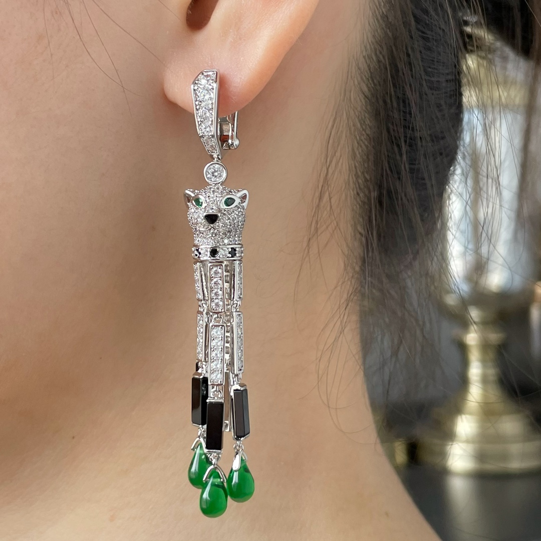 CTEV009 18K WHITE GOLD PANTHÈRE DE CARTIER EARRINGS - ccjewelryacc